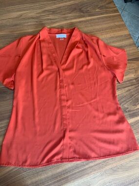 Calvin Klein Short Sleeve Orange blouse/shirt, short sleeve, Sz L, slip on